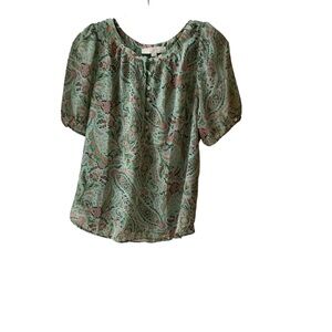 Drastic Price Drop Loft Paisley Henley Puff Sleeve Top⭐️